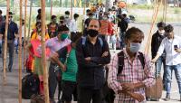 A group of people in masks